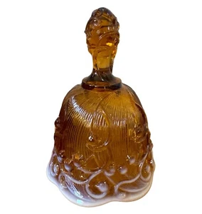 Fenton Glass Cameo Opalescent Amber Lily Of the Valley 6” Bell Vintage 1980s - Picture 1 of 5