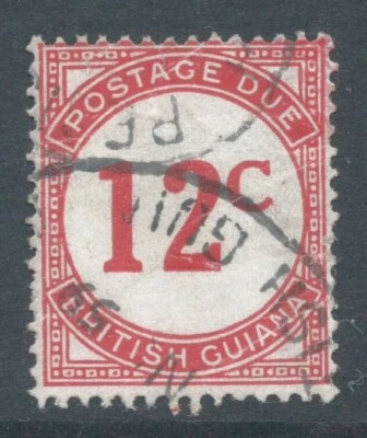 BRITISH GUIANA 1955 SGD12a 12c scarlet chalky paper Postage Due f/u. Cat £50 - Image 1 of 2