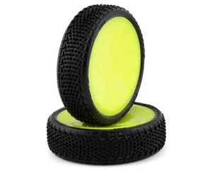 JConcepts Fuzz Bite LP 2.2 Pre-Mounted 2WD Front Buggy Carpet Tires (Yellow) (2) - Picture 1 of 6
