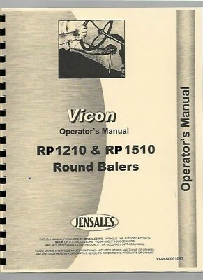 Vicon RP1210 RP1510 Round Baler Owners Operators Manual - Image 1 of 4