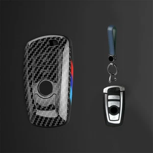 For BMW 1 2 3 4 5 6 7 Series Carbon Fiber Car Key Fob Case Cover Holder Shell - Picture 1 of 2