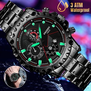 Waterproof Men's Watch Classic Stainless Steel Quartz Luminous Luxury Wristwatch - Picture 1 of 7