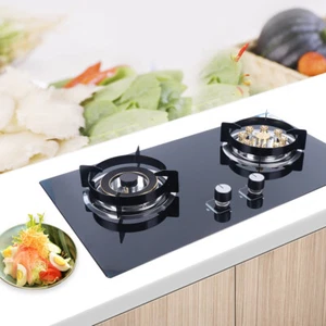 Kitchen Gas Cooktop Stove Top Tempered Glass Built-In 2 Burners LPG/NG Gas Stove - Picture 1 of 14