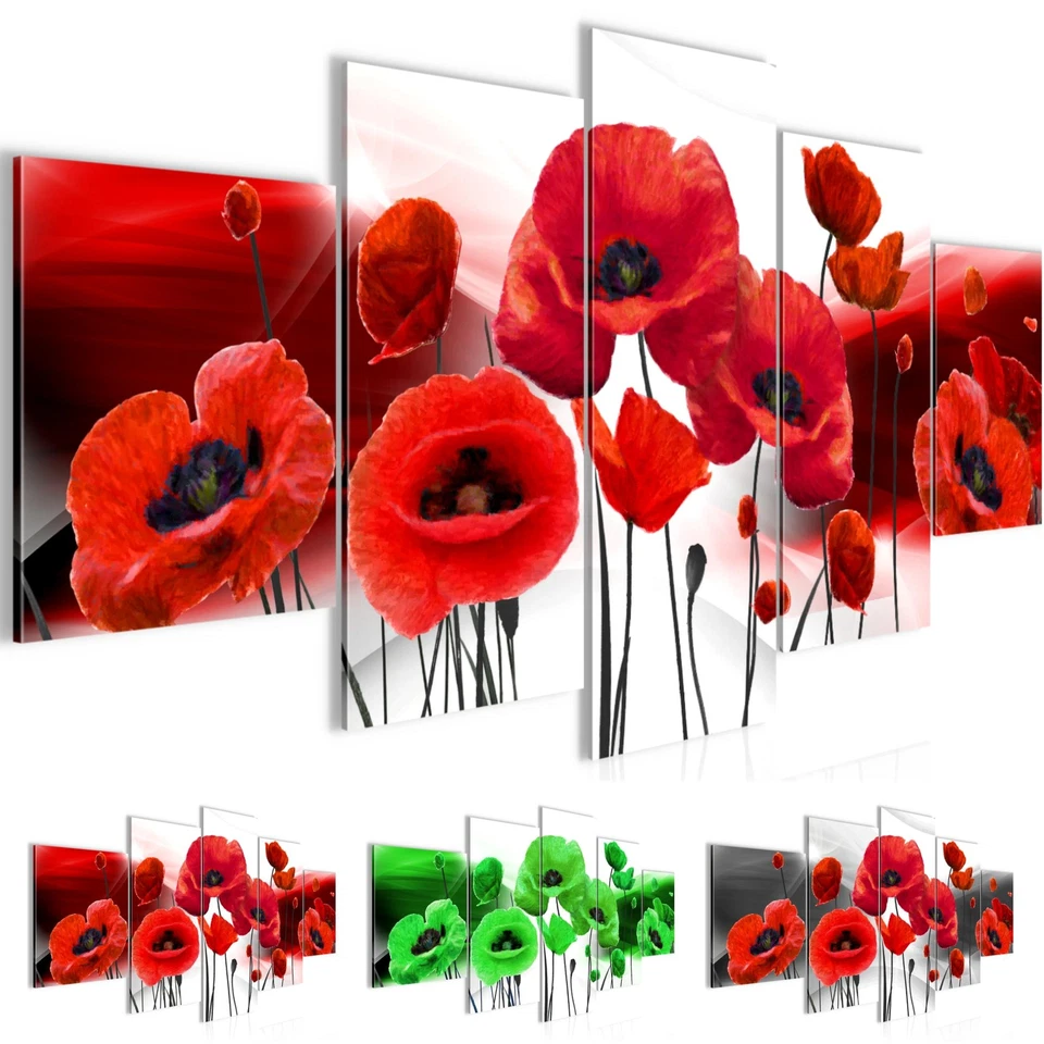 Wandbilder Wohnzimmer XXL Blumen Mohnblumen Moderne Bild Feld - Bild 1 von 1