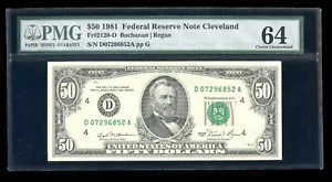 DBR 1981 $50 FRN Cleveland Fr. 2120-D PMG 64 Serial D07296852A - Picture 1 of 2