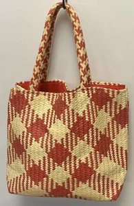Vintage Swee Lo Straw Tote Bag Purse Shopper Shoulder Woven Plaid - Picture 1 of 9