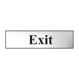 Exit Sign Self-Adhesive PVC Chrome Effect 200mm x 50mm - Picture 1 of 2