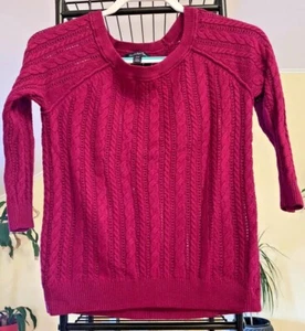 Maglione American Eagle manica 3/4 maglia cavo tinta unita magenta taglia XS - Foto 1 di 5