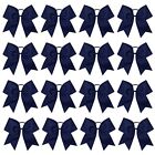 16PCS 8" Large Cheer Hair Bows Ponytail Holder 1 Count (Pack of 16) Navy