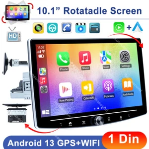 10.1" Rotatable Screen Carplay Android 13 Single 1 Din Car Stereo Radio GPS WIFI - Picture 1 of 16