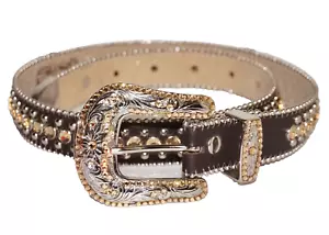 B.B. Cintura SIMON in pelle marrone scuro impreziosita da cristalli Swarovski MEDIA *VEDI ANNUNCIO - Foto 1 di 16