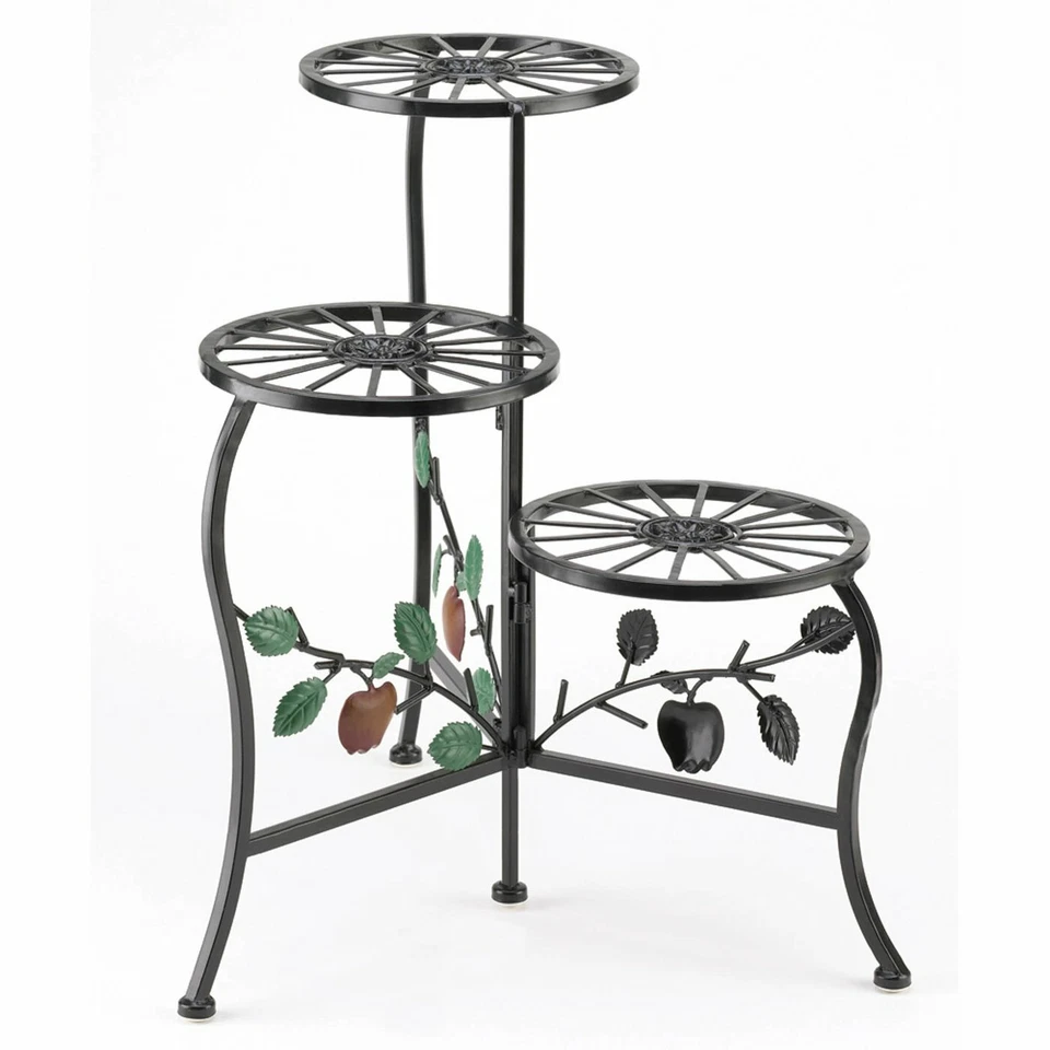 Black Wrought Iron Country Apple Plant Stand