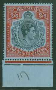 SG 117 Bermuda 1938-53. 2/6 nero e rosso/grigio-blu. GATTO finemente non montato come nuovo £70 - Foto 1 di 1