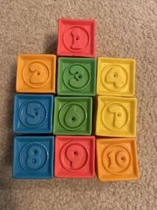 Infantino Colorful Soft Rubber Baby Building Blocks Set of 10 Sensory - Picture 1 of 4