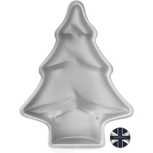 Christmas Tree Cake Tin - UK Made Silver Aluminium Bakeware - Picture 1 of 7