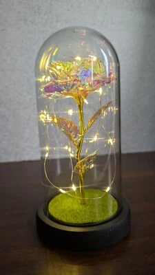 Eternal Forever Galaxy Rose Clear Dome Plastic Iridescent Flower Light-up Works  - Image 1 of 4