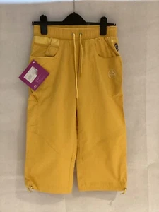 PANTALONES CORTOS CAPRI ESCALADA LA SPORTIVA BELLERINA NUEVOS TALLA XS AMARILLO - Imagen 1 de 5
