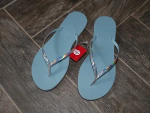 Zapatillas/chanclas planas para mujer HAVAIANAS talla 11/12 azul polvo con plata NUEVAS - Imagen 1 de 4