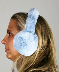 Nuevos manguitos para orejas de piel de conejo Sky Blue Rex - Imagen 1 de 3