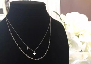 Neu Chan Luu Sterlingsilber verschiebbares Herz und Perle geschichtet Charm Halskette, 17" - Bild 1 von 12