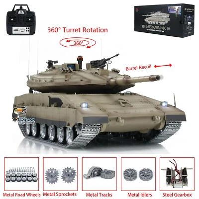 1:16 7.0 Henglong RTR RC Tank Merkava 3958 BB IR Barrel Recoil 360° Metal Wheel - Image 1 of 4