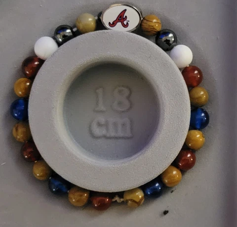 Atlanta Braves Bead Bracelet Real Stone MLB Jewelry 2 Sided Pennant Ships Free Cover