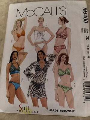 McCall's M5400 Bathing Suit Bikini & Cover-up Pattern Size 12-14-16-18 UNCUT (64 - Image 1 of 3