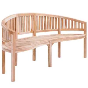 Banana Seater Garden Bench Outdoor Patio Wooden Lounge Chair Solid Teak Wood - Picture 1 of 6