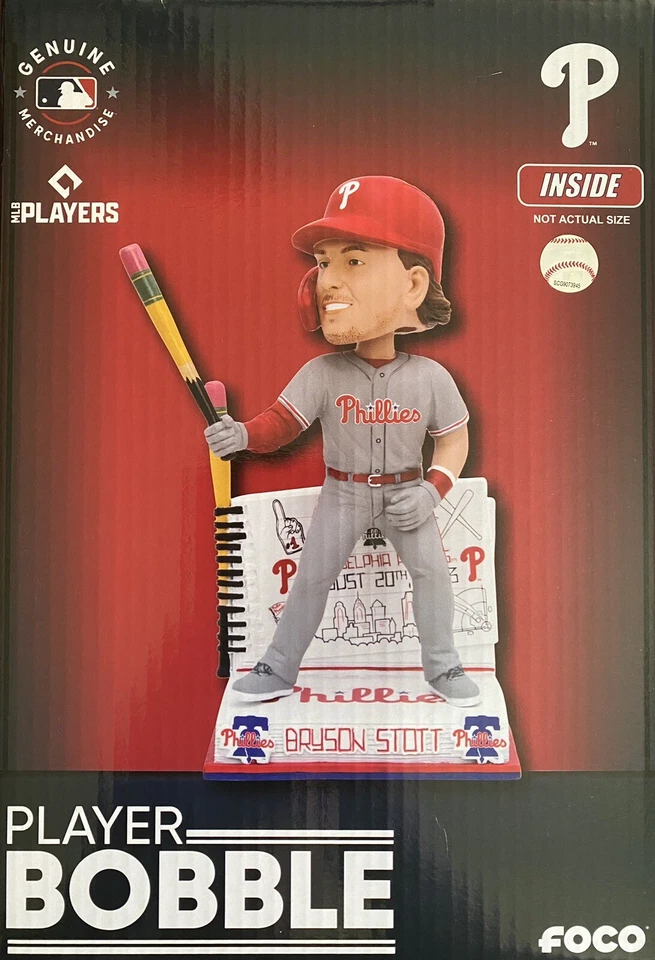 Bryson Stott Philadelphia Phillies Pencil Bat Bobblehead #/144 - Image 1 of 1
