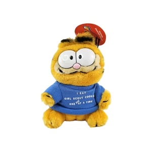 Garfield Plush Vintage 6" I Eat Girl Scout Cookies One Box At A Time 1989 Dakin - Picture 1 of 8