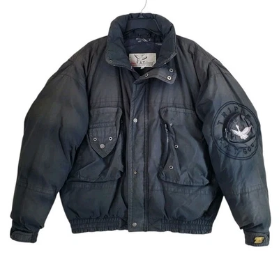 Casaco masculino vintage Y2K triplo gordo acolchoado de ganso GG preto desgastado Coreia - Imagem 1 de 4