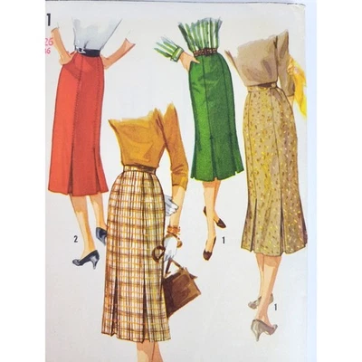 Simplicity 1731 50s Sewing Pattern Skirt w Lower Edge Pleats Vtg Sz 14 Waist 26" - Image 1 of 4