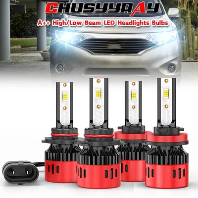 KIT 4 piezas de bombillas LED haz alto/bajo para Nissan Quest 2011 2012 2013-2017 Foto 1 de 4