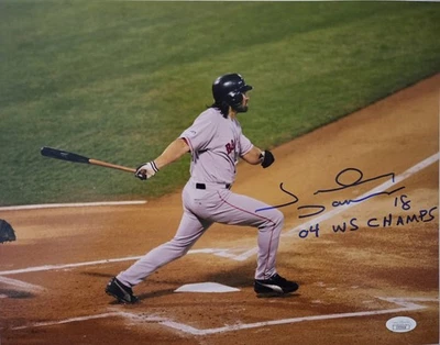 Johnny Damon Boston Red Sox Yankees World Series Autographed 11x14 INSC JSA - Image 1 of 2