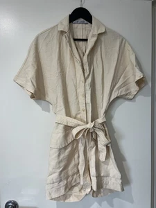Zara Women's Jumpsuit Full Button Elastic Waist Beige/yellow USA Size Small - Picture 1 of 11