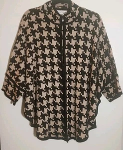 Evan-Picone Women's Tan Black Printed Sweater Poncho, Size Medium. - Picture 1 of 4