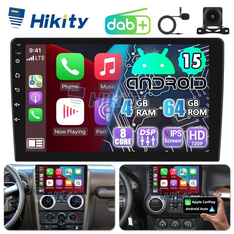 10" DAB+ 4+64GB CarPlay Android 15 Radio Für Jeep Wrangler JK 2007-2018 GPS WIFI - Bild 1 von 4