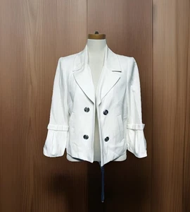 The Limited Marshmallow White Open Front Blazer Jacket w Gold Button New Size 10 - Picture 1 of 6