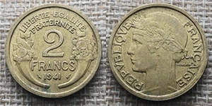 Coin France - 1941 - 2 francs Morlon Cupro (N1030) - Picture 1 of 3