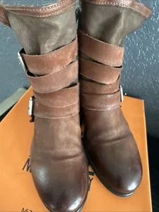 Miz Mooz Savvy Leder Stiefel mit Schnalle Blau Größe 39 - Bild 1 von 12