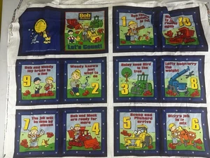 Vintage "BOB THE BUILDER" weicher Buchstoff Panel schneiden & nähen "LET'S COUNT!" Uncut x2 - Bild 1 von 4