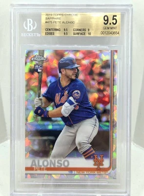 2019 Topps Chrome Pete Alonso ROOKIE Sapphire Refractor SP BGS 9.5 Cracked Ice - Image 1 of 2