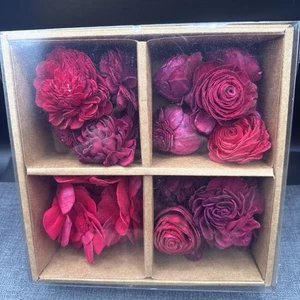 Conjunto de flores de madera Sola roja en caja artesanía decoración de boda hágalo usted mismo arreglos rellenos - Imagen 1 de 6