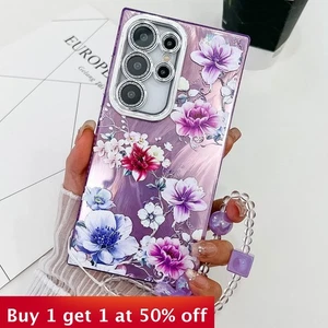 For Samsung Galaxy S25 Ultra S24 S23 FE A23 Phone Case Flower Pearl W/Bracelet - Imagen 1 de 11