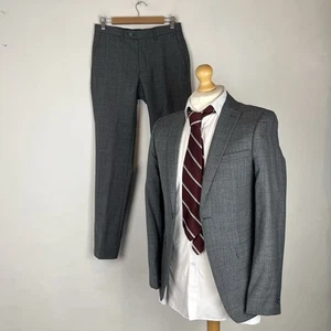 T.M. Lewin 2 Piece Suit Men's Dark Grey Check 36R Jacket 30W 31L Trousers - Picture 1 of 24