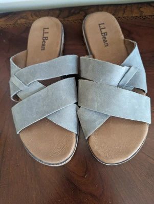 L.L.Bean Women's Nubuck Leather Sedona Sage  Lakewashed Slide Sandals Sz 8M - Image 1 of 4