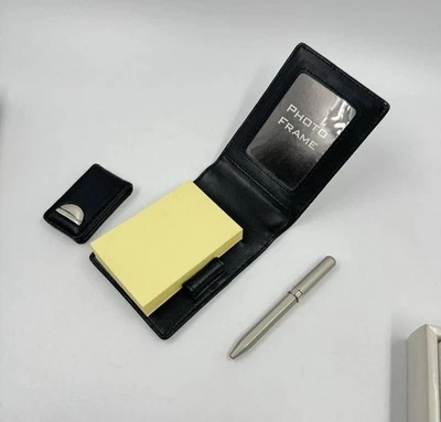 Pocket Set Notebook Pen Magnetic Money Clip 3.9"x1" Metal Plastic Leatherette Gi - Imagem 1 de 4