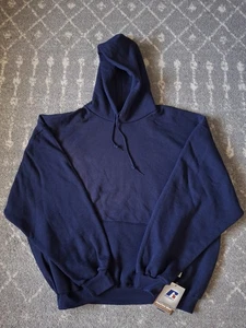 Vintage Russell Athletic Hoodie Sweatshirt Herren 2XL XXL Blau Unbedruckt Neu mit Etikett - Bild 1 von 6