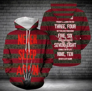 Clearance horror Never Sleep Again All Over Print 3D Hoodie, Halloween Hoodie - Picture 1 of 3