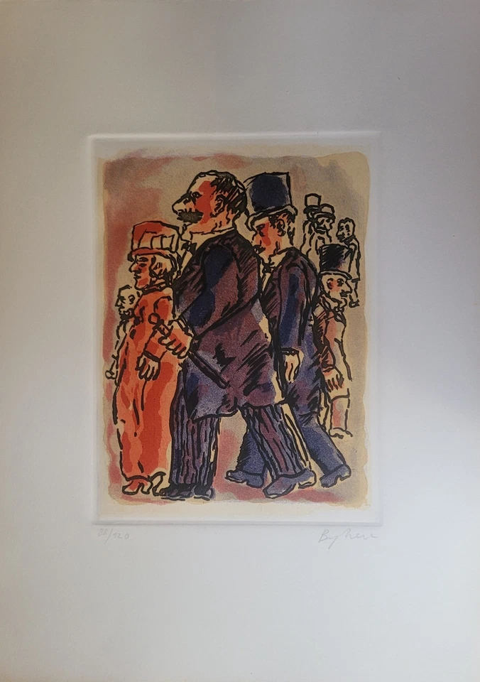 Franz  Borghese Incisione a colori la folla - Immagine 1 di 1